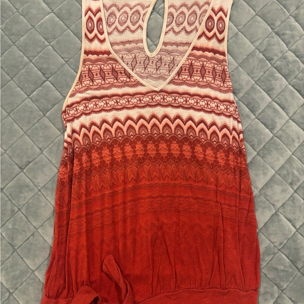 Deletta Anthropologie Red-orange Patterned Sleeveless Top Small